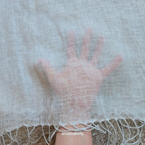 Linen Scarf PALE BLUE - Picture 9 of 14